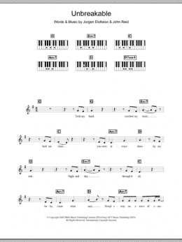 page one of Unbreakable (Piano Chords/Lyrics)