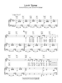 page one of Lovin' Spree (Piano, Vocal & Guitar Chords)