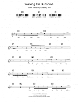 page one of Walking On Sunshine (Piano Chords/Lyrics)