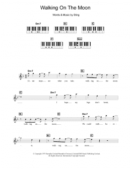 page one of Walking On The Moon (Piano Chords/Lyrics)