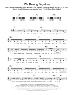 page one of We Belong Together (Piano Chords/Lyrics)