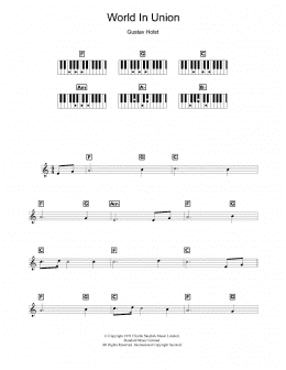 page one of World In Union (Piano Chords/Lyrics)