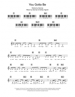 page one of You Gotta Be (Piano Chords/Lyrics)