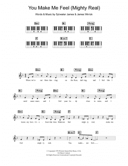 page one of You Make Me Feel (Mighty Real) (Piano Chords/Lyrics)