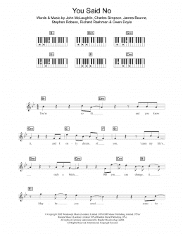 page one of You Said No (Piano Chords/Lyrics)