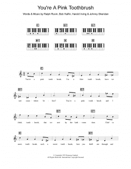 page one of You're A Pink Toothbrush (Piano Chords/Lyrics)
