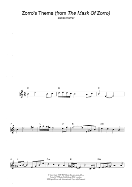 page one of Zorro's Theme (from The Mask Of Zorro) (Lead Sheet / Fake Book)