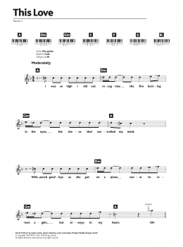 page one of This Love (Piano Chords/Lyrics)