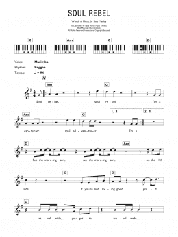 page one of Soul Rebel (Piano Chords/Lyrics)