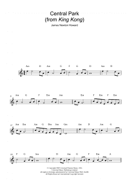 page one of Central Park (from King Kong) (Lead Sheet / Fake Book)