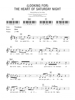 page one of (Looking For) The Heart Of Saturday Night (Piano Chords/Lyrics)