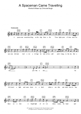 page one of A Spaceman Came Travelling (Lead Sheet / Fake Book)