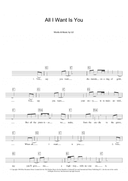 page one of All I Want Is You (Piano Chords/Lyrics)