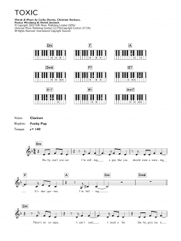 page one of Toxic (Piano Chords/Lyrics)