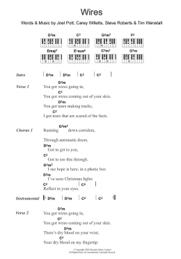 page one of Wires (Piano Chords/Lyrics)