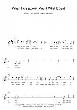 page one of When Horsepower Meant What It Said (Piano Chords/Lyrics)