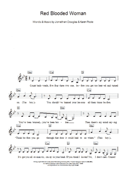 page one of Red Blooded Woman (Piano Chords/Lyrics)