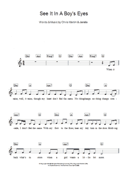 page one of See It In A Boy's Eyes (Piano Chords/Lyrics)