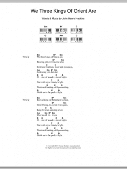 page one of We Three Kings Of Orient Are (Piano Chords/Lyrics)