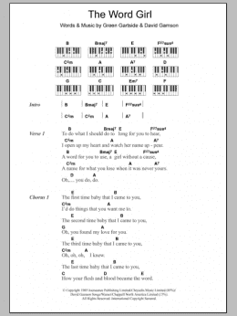 page one of The Word Girl (Piano Chords/Lyrics)