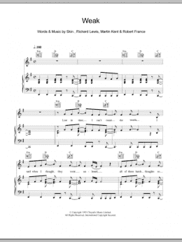page one of Weak (Piano, Vocal & Guitar Chords)