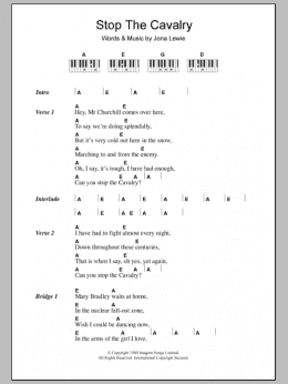 page one of Stop The Cavalry (Piano Chords/Lyrics)
