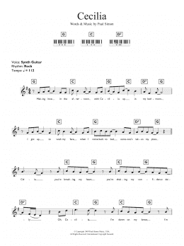 page one of Cecilia (Piano Chords/Lyrics)