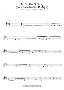 page one of Air On The G String (from Suite No.3 in D Major) (Clarinet Solo)