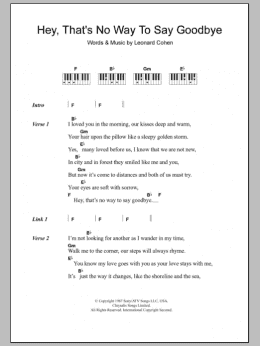 page one of Hey, That's No Way To Say Goodbye (Piano Chords/Lyrics)