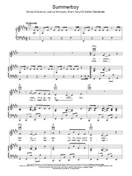 page one of Summerboy (Piano, Vocal & Guitar Chords)