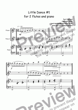 page one of  3 Little Dances for 2 flutes and piano