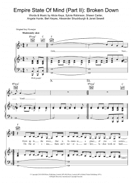 page one of Empire State Of Mind (Part II) Broken Down (Piano, Vocal & Guitar Chords)