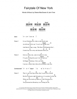 page one of Fairytale Of New York (Piano Chords/Lyrics)