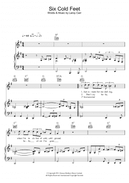 page one of Six Cold Feet Of Ground (Piano, Vocal & Guitar Chords)