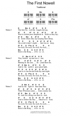 page one of The First Nowell (Piano Chords/Lyrics)