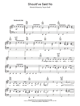 page one of Should've Said No (Piano, Vocal & Guitar Chords)