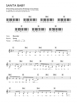 page one of Santa Baby (Piano Chords/Lyrics)