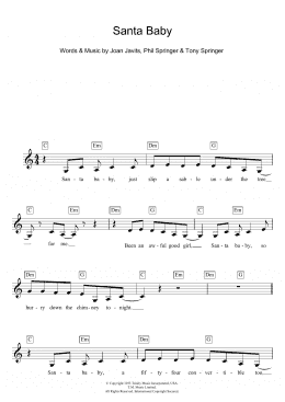page one of Santa Baby (Lead Sheet / Fake Book)
