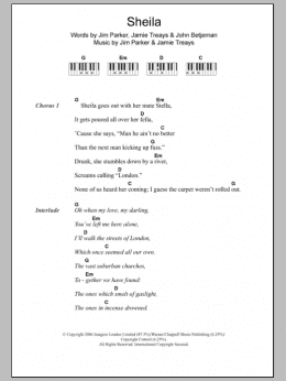 page one of Sheila (Piano Chords/Lyrics)