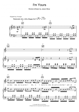 page one of I'm Yours (Piano, Vocal & Guitar Chords)