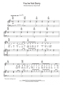 page one of You're Not Sorry (Piano, Vocal & Guitar Chords)