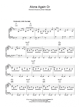 page one of Alone Again Or (Piano, Vocal & Guitar Chords)