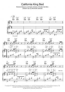 page one of California King Bed (Piano, Vocal & Guitar Chords)