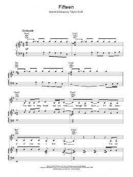 page one of Fifteen (Piano, Vocal & Guitar Chords)