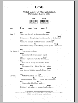 page one of Smile (Piano Chords/Lyrics)