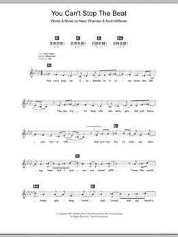 page one of You Can't Stop The Beat (Piano Chords/Lyrics)