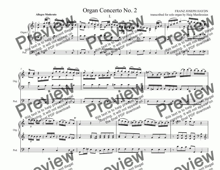 page one of Organ Concerto No. 2 in C, Hob. XVIII:8