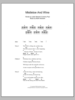 page one of Mistletoe And Wine (Piano Chords/Lyrics)