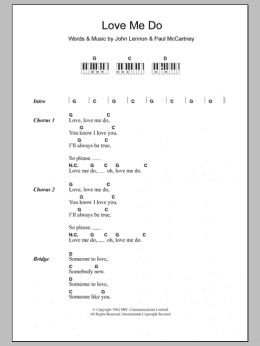 page one of Love Me Do (Piano Chords/Lyrics)