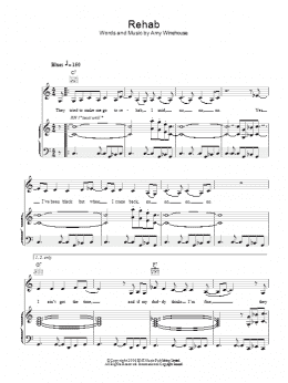 page one of Rehab (Piano, Vocal & Guitar Chords)